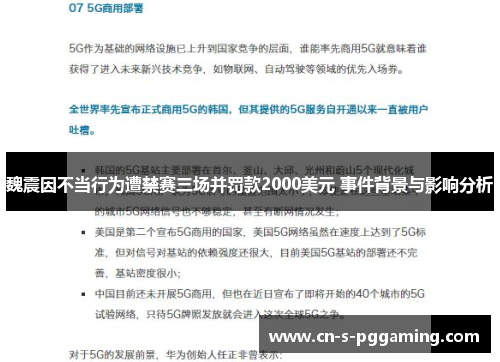 魏震因不当行为遭禁赛三场并罚款2000美元 事件背景与影响分析